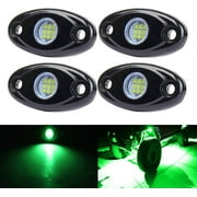 Green LED Rock Lights, 4 Pods Neon 12V Waterproof Underglow Underbody Kit Crawler Crawling Dome Exterior Wheel Lights for ATV RZR UTV SUV Off-Road Auto Boat Motorcycle Glow Trail Rig Fender Lamp